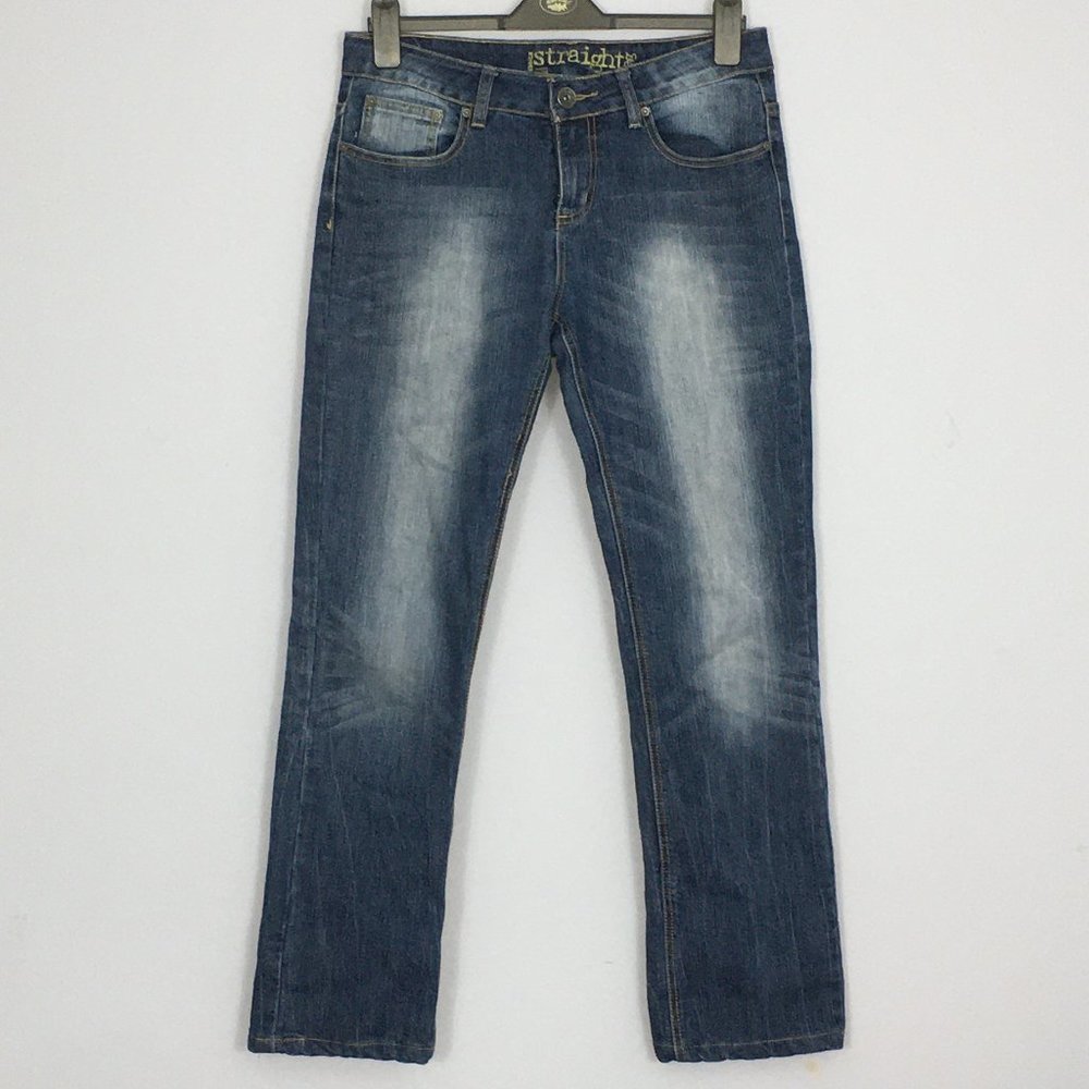 C&A Yessica Womens EU 42 Medium Wash Distressed Embroidered Straight Legs Jeans